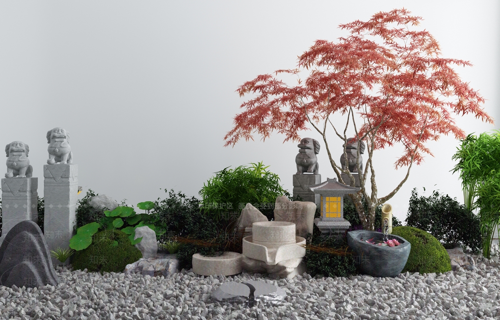 新中式假山山水3D模型下载【ID:1101846434】