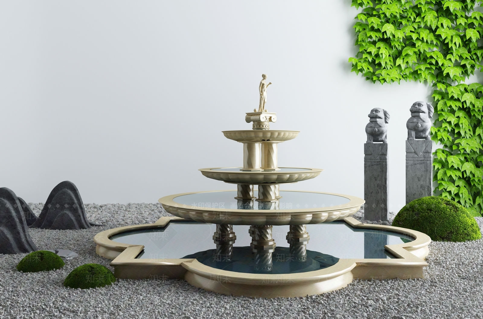 新中式假山山水3D模型下载【ID:1101846532】