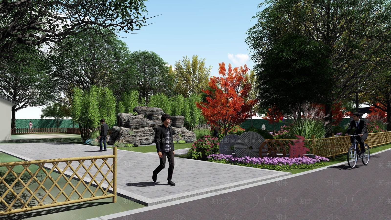 新中式公园景观SU模型下载【ID:1101892480】