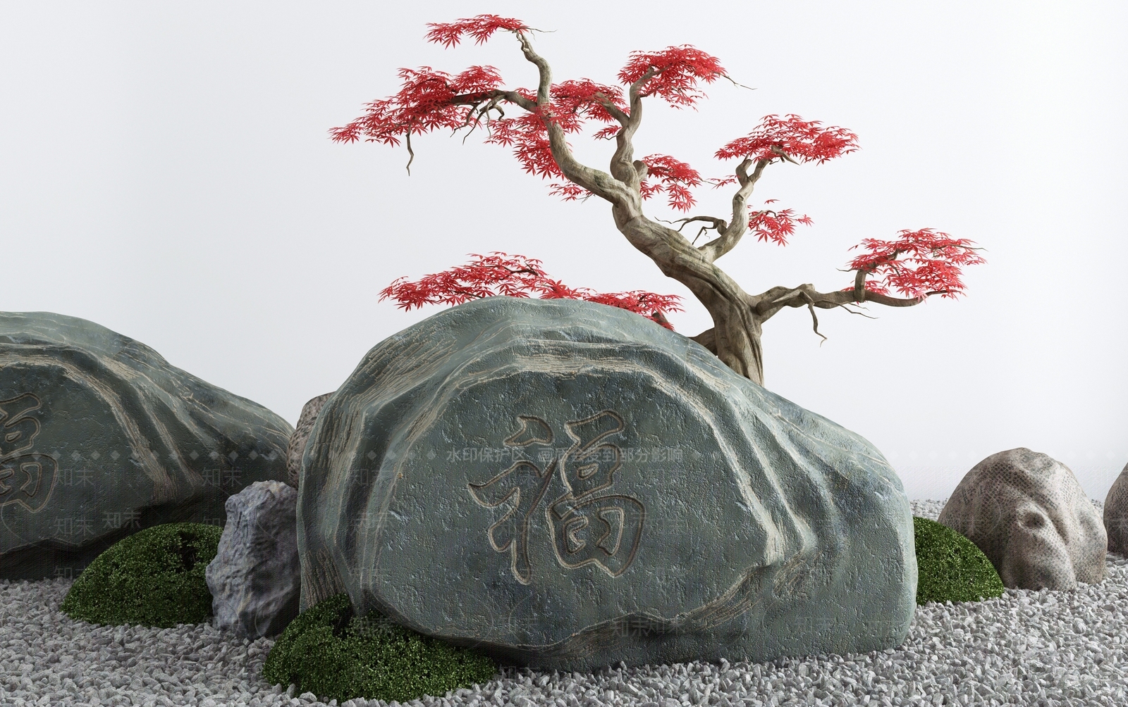 新中式假山山水3D模型下载【ID:1101850187】
