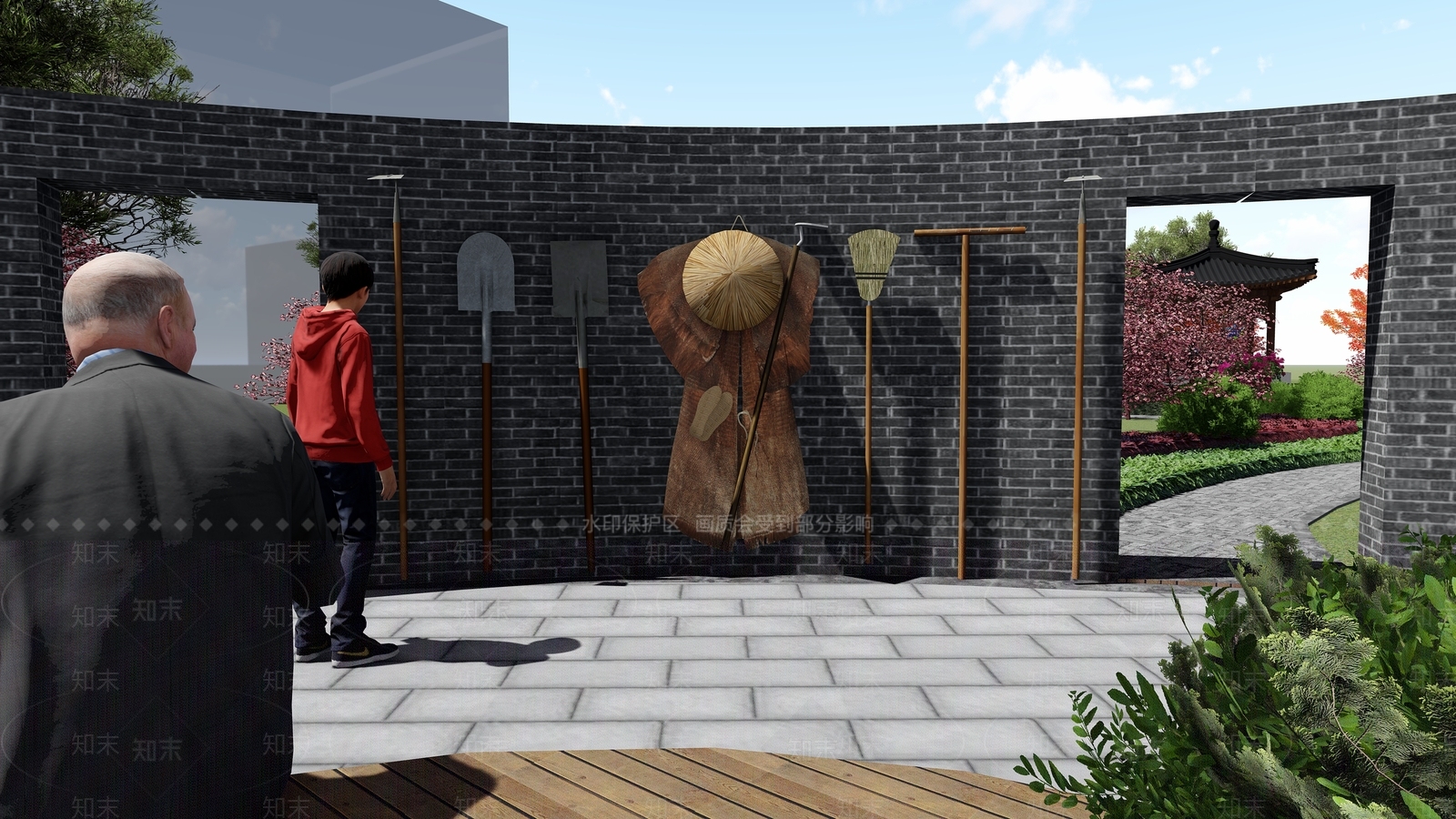 新中式公园景观SU模型下载【ID:1101892556】