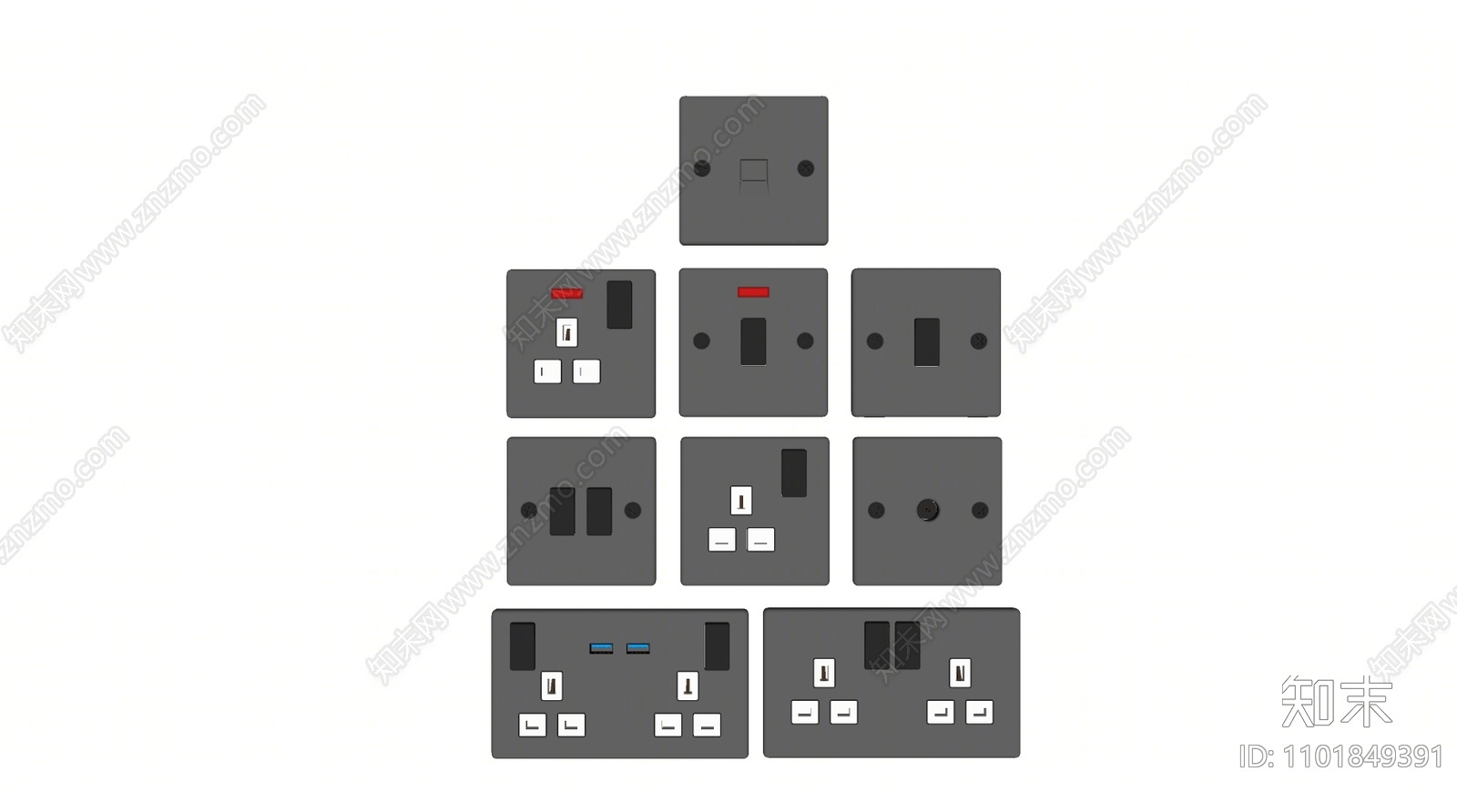 现代开关面板插座SU模型下载【ID:1101849391】
