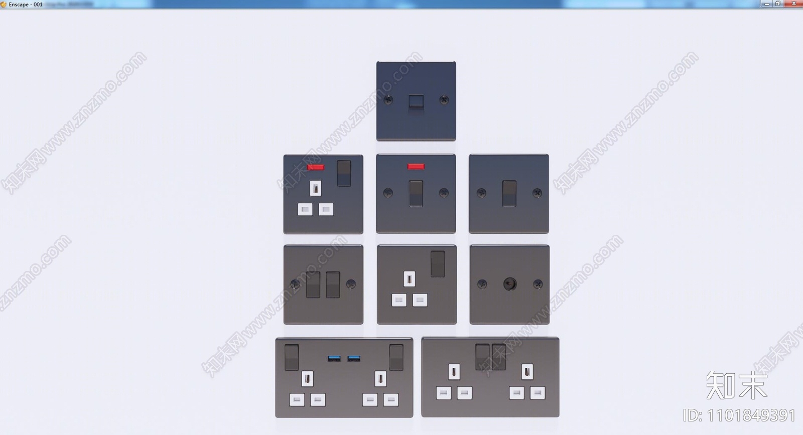 现代开关面板插座SU模型下载【ID:1101849391】