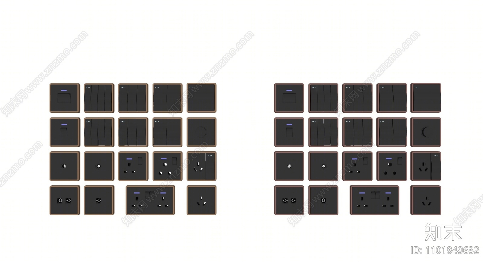 现代开关面板插座SU模型下载【ID:1101849632】