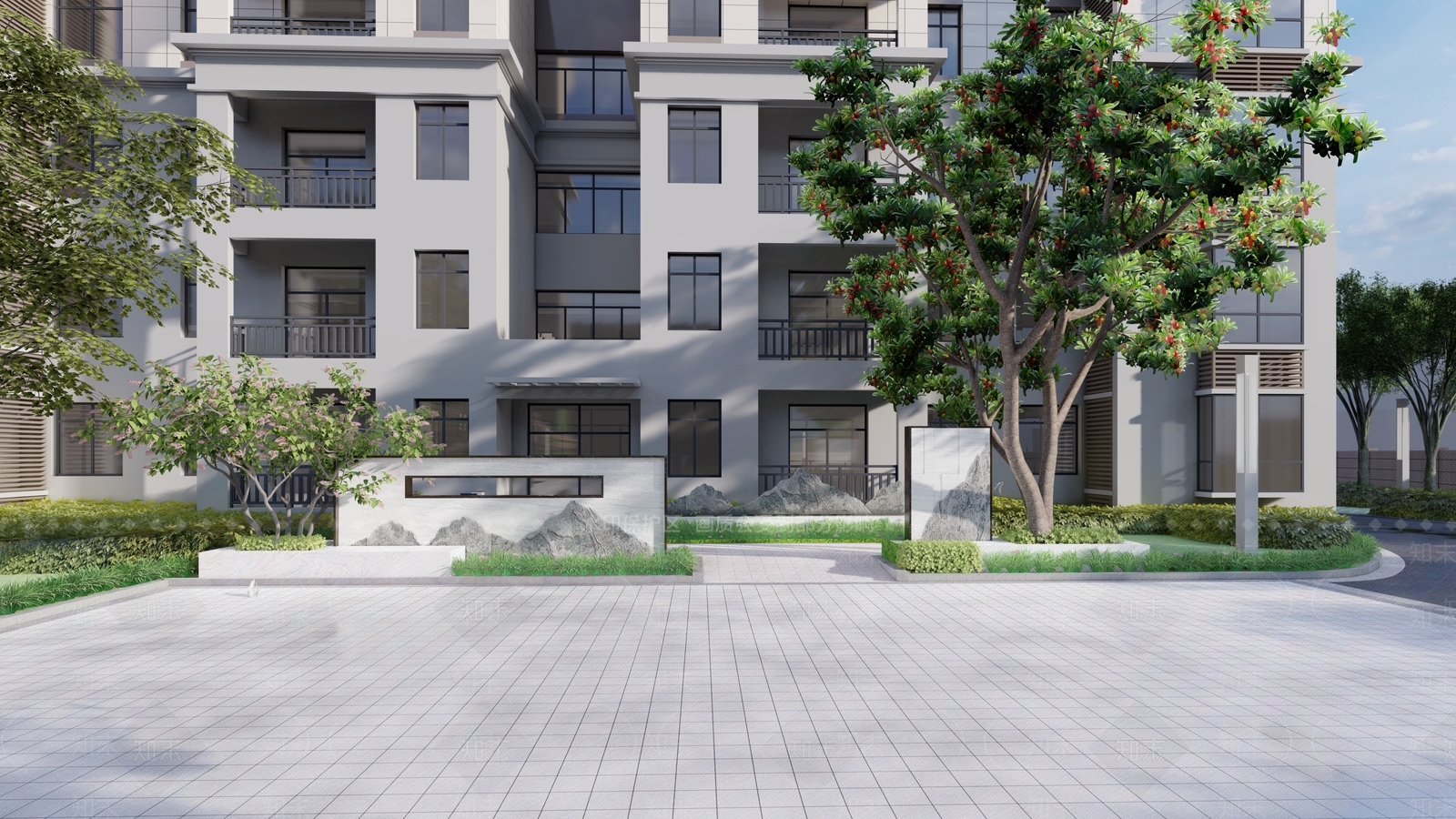 新中式高层住宅SU模型下载【ID:1101877120】