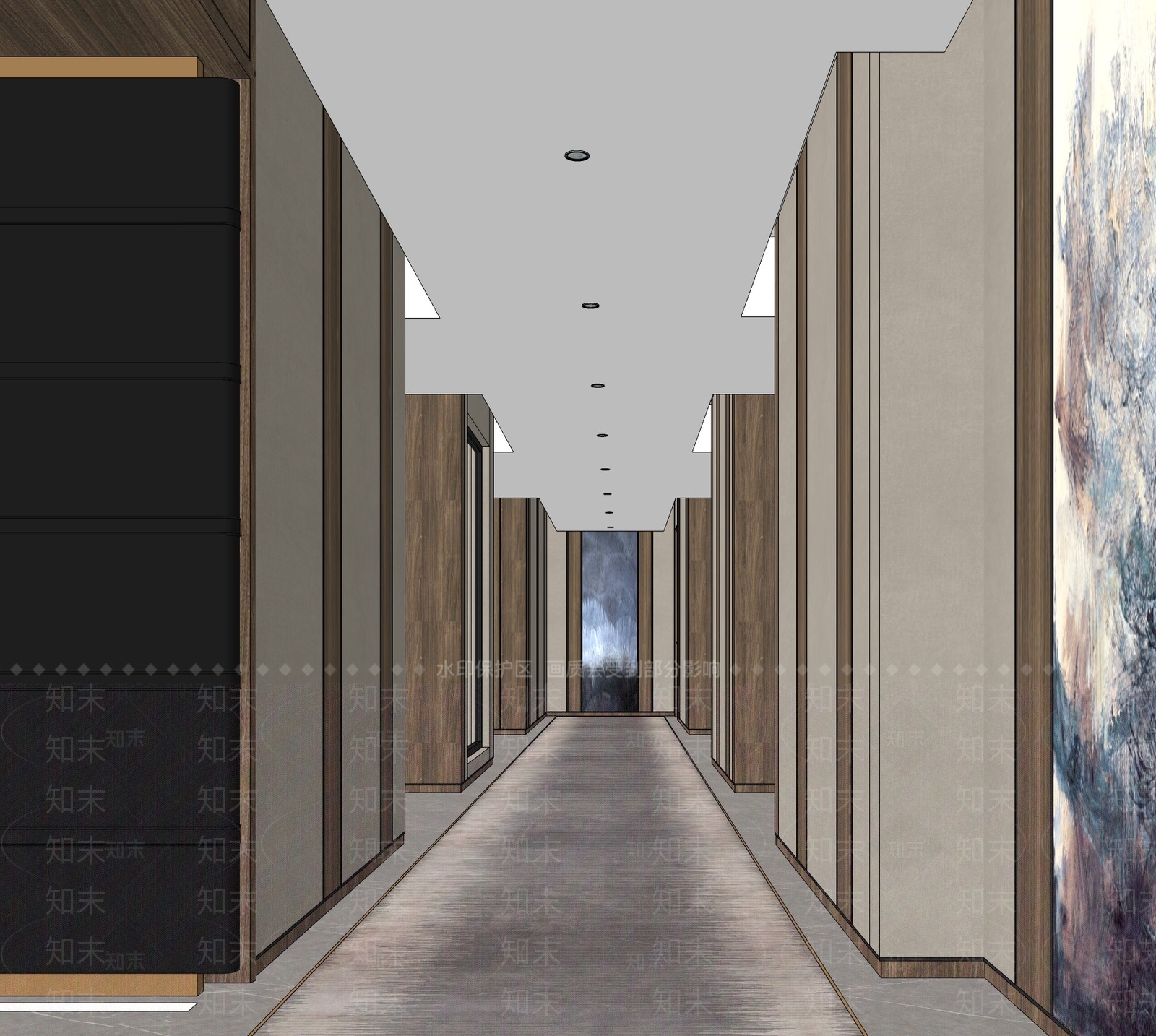 新中式酒店玄关过道SU模型下载【ID:1101853419】