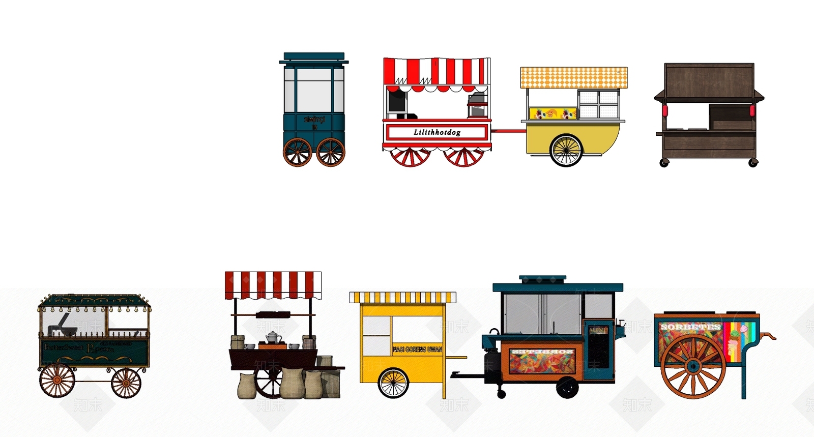 现代风格小吃车SU模型下载【ID:1101853978】
