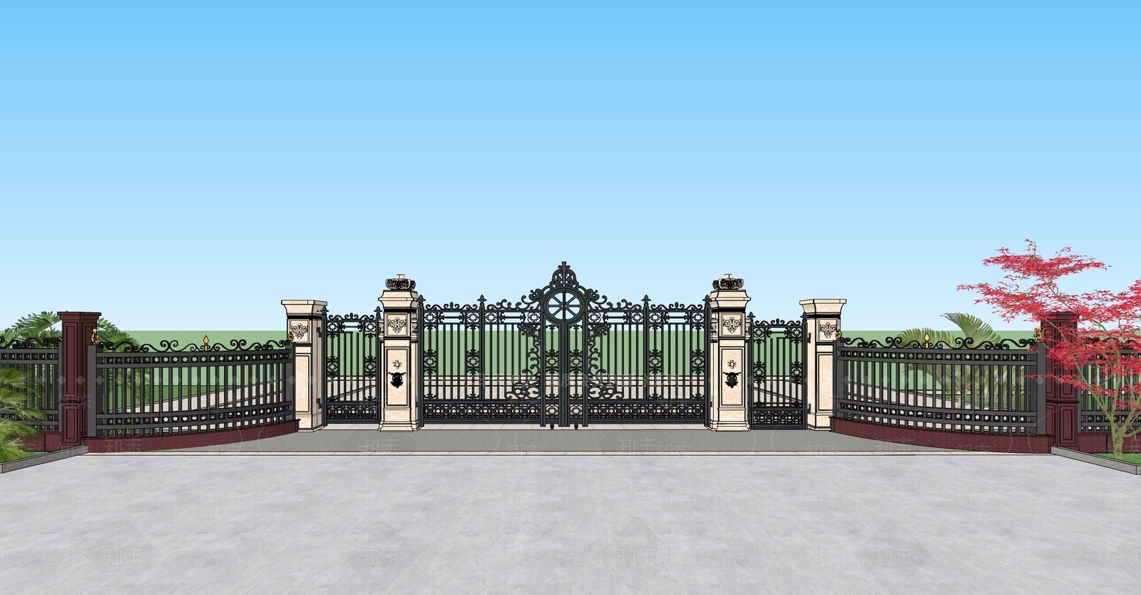 欧式庭院大门SU模型下载【ID:1101855584】
