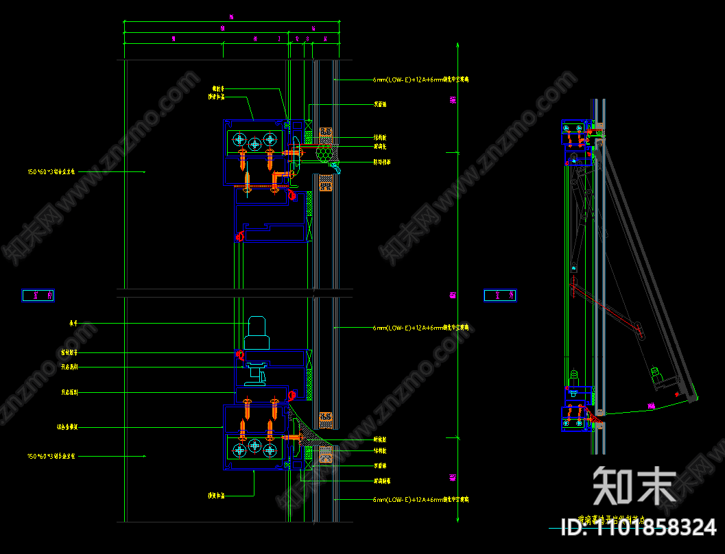 隐框玻璃幕墙示意图施工节点设计施工图下载【ID:1101858324】
