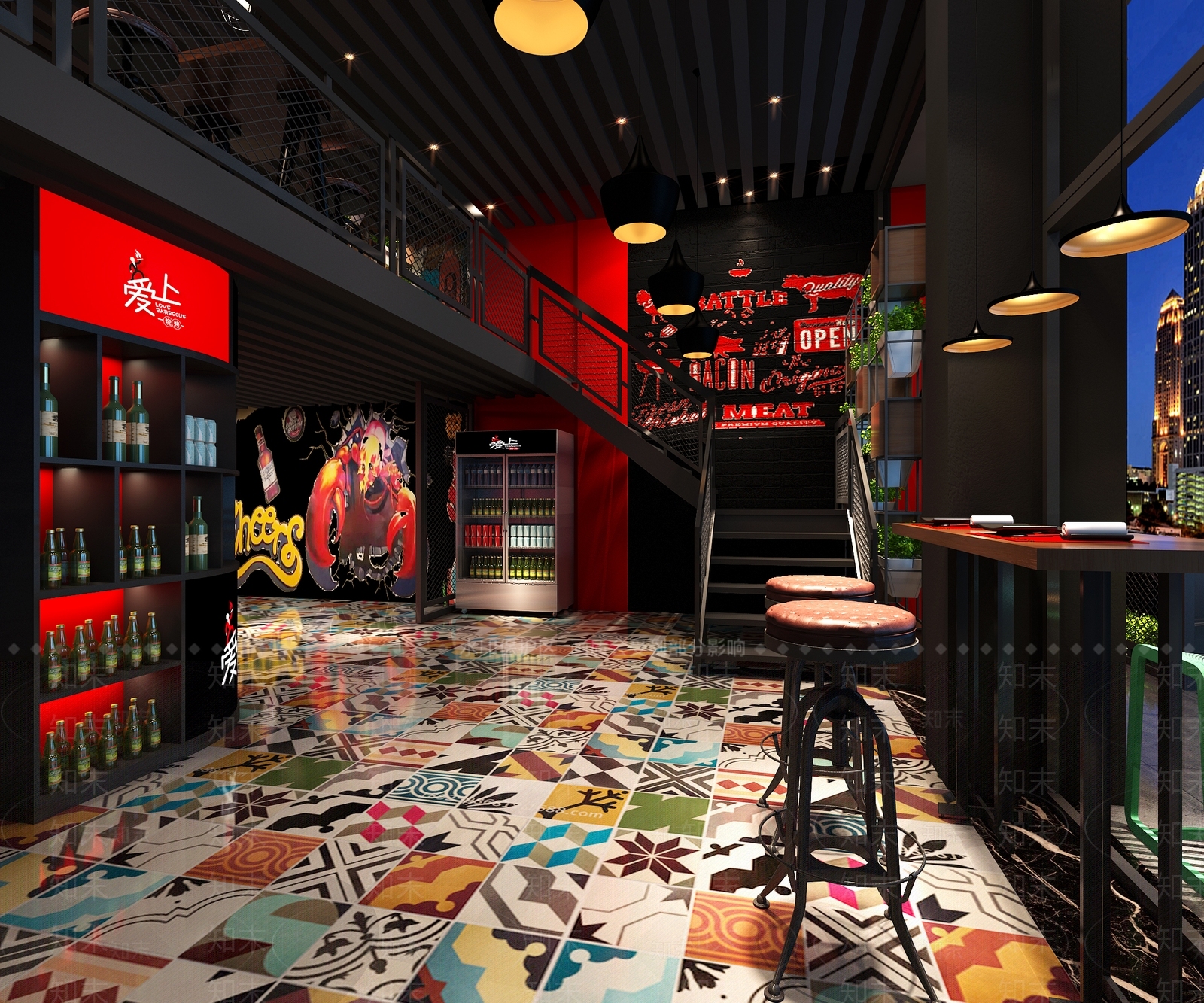 现代烧烤店3D模型下载【ID:1101858952】