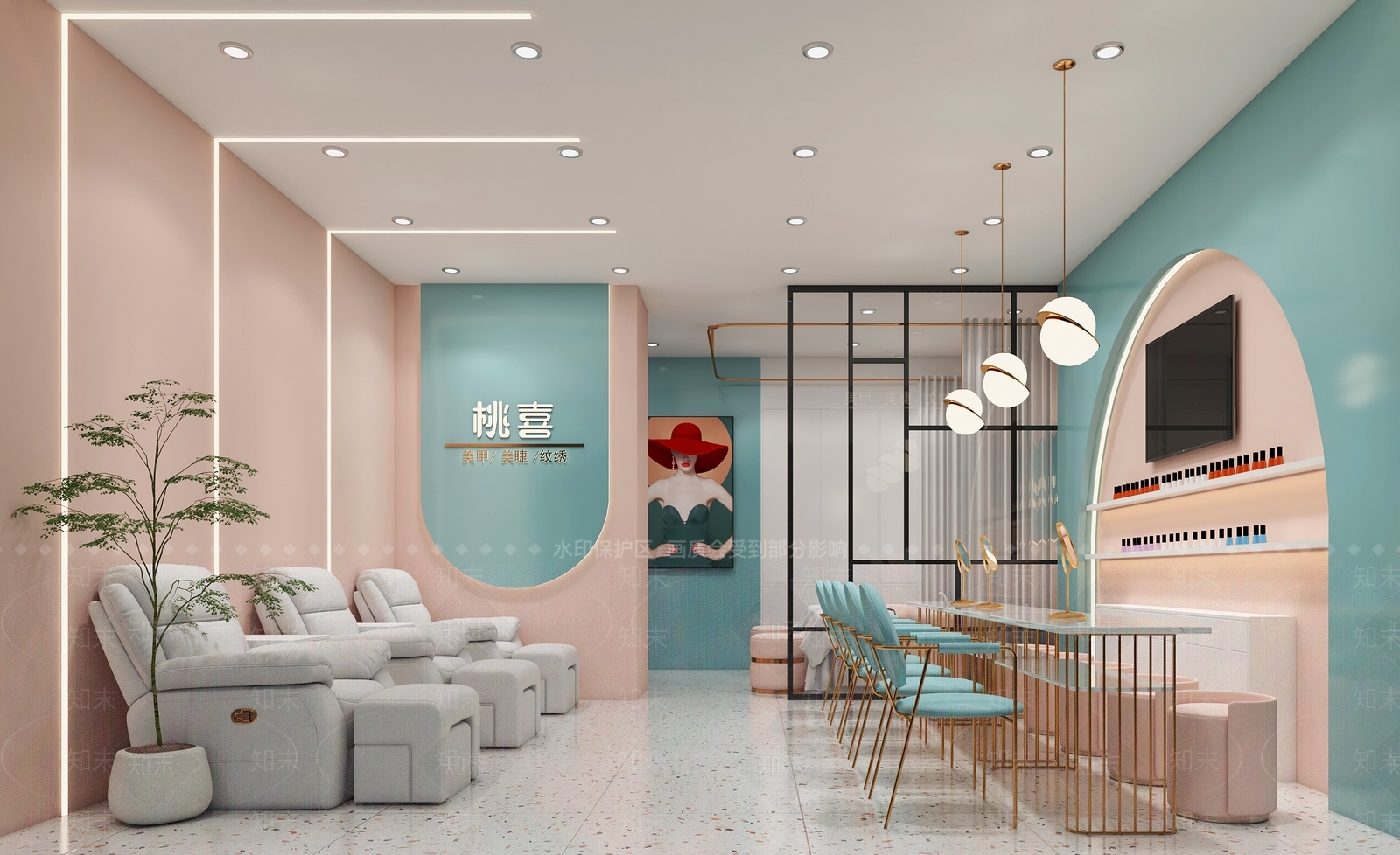 现代美甲美睫店3D模型下载【ID:1101858503】