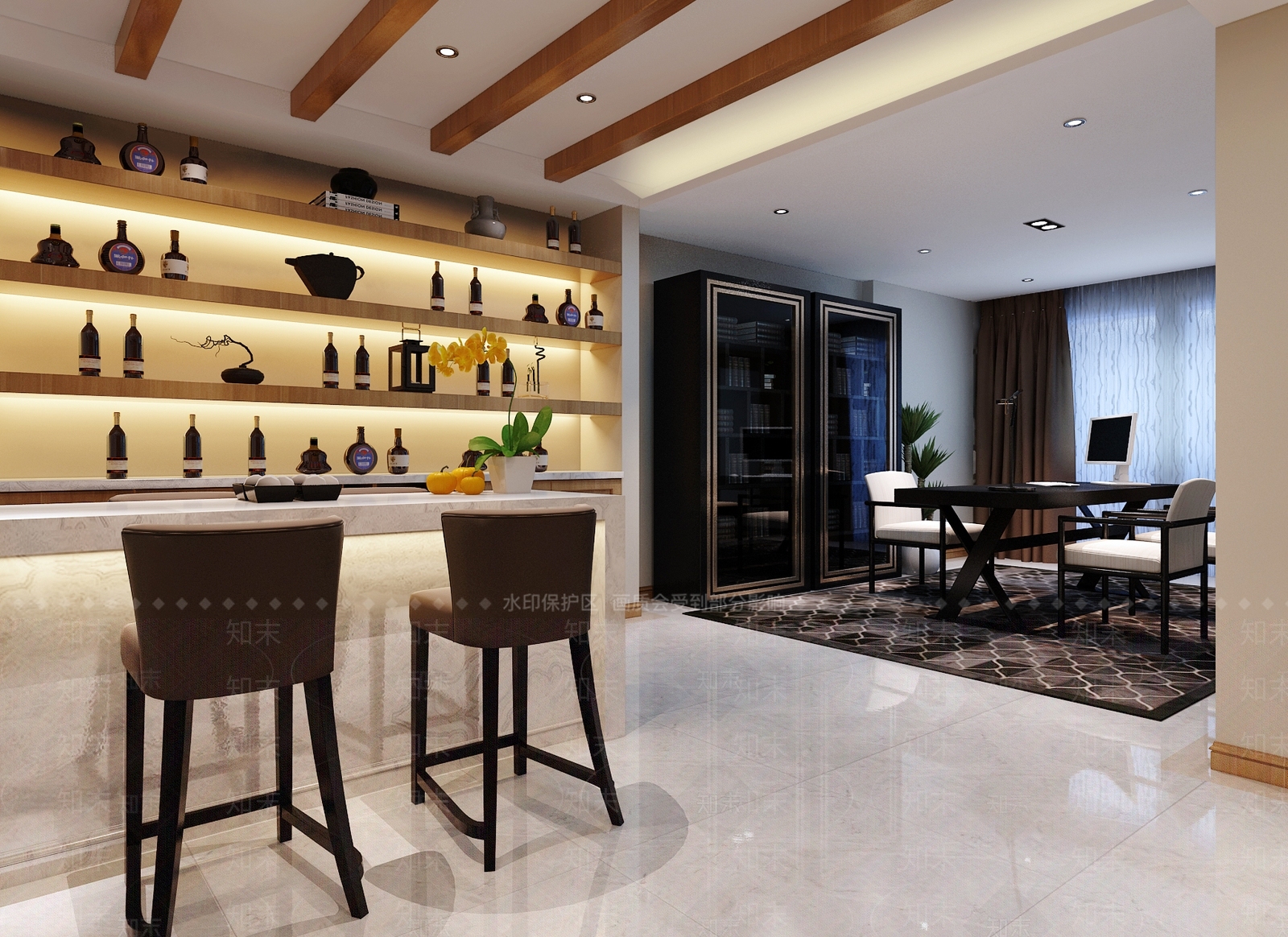 新中式品酒室酒窖3D模型下载【ID:1101858669】