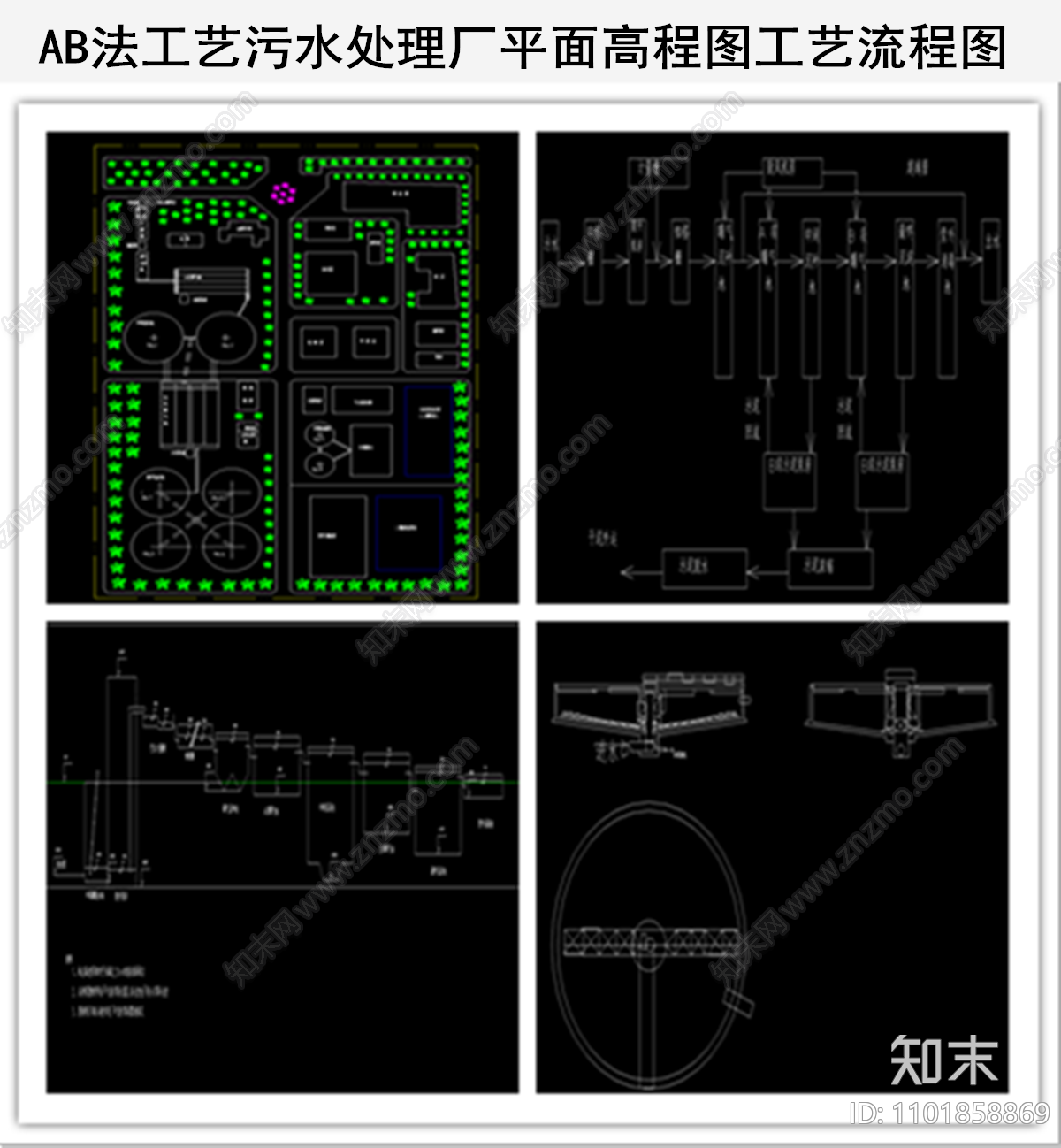 AB法工艺污水处理厂平面高程图工艺流程图施工图下载【ID:1101858869】