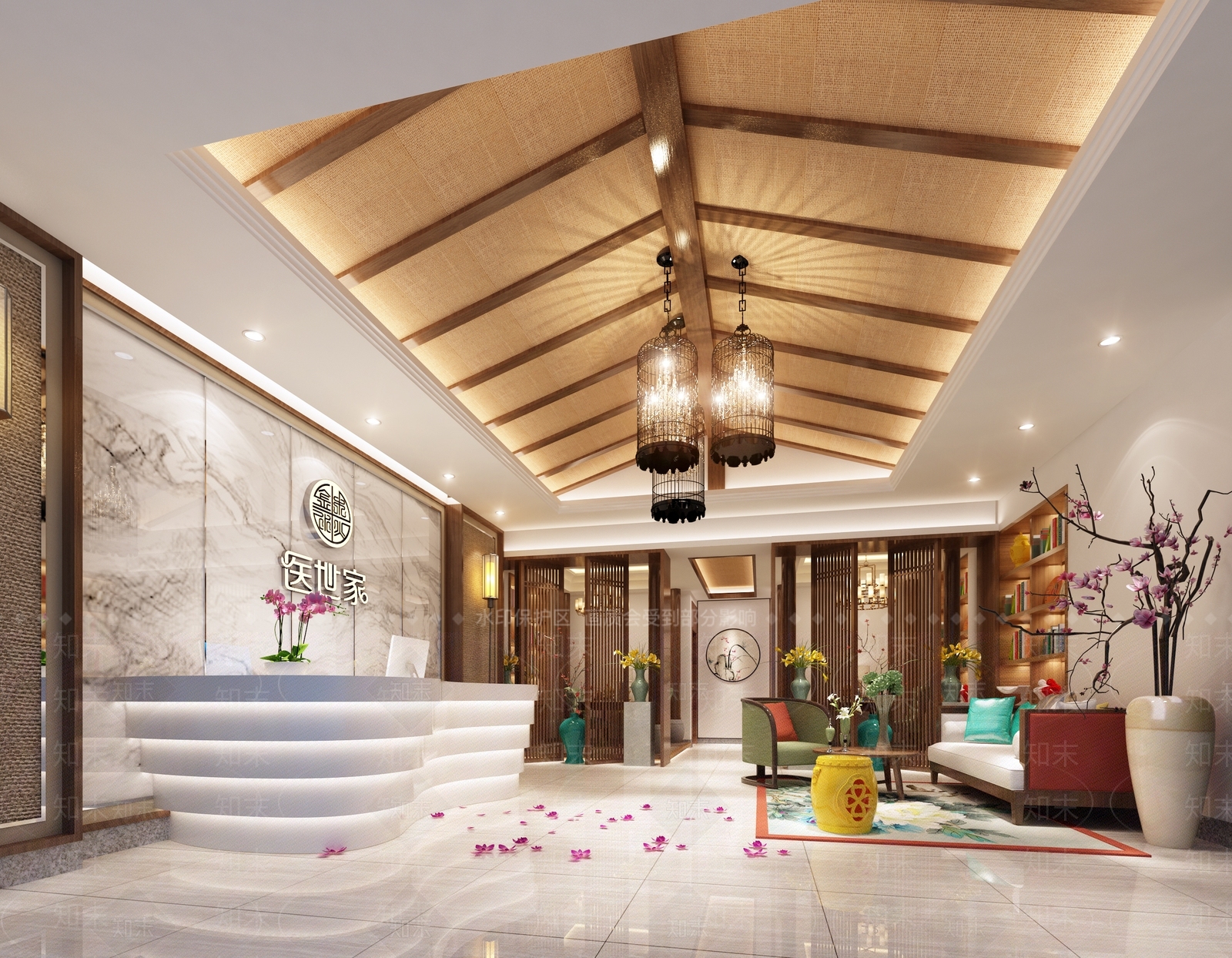 新中式中医馆接待大厅3D模型下载【ID:1101863409】
