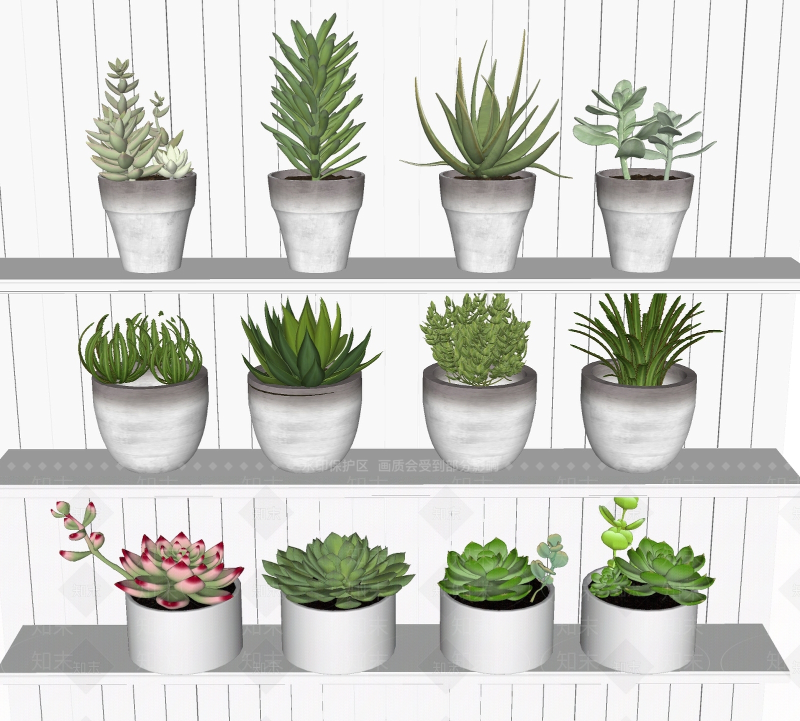 现代植物盆栽SU模型下载【ID:1101864110】