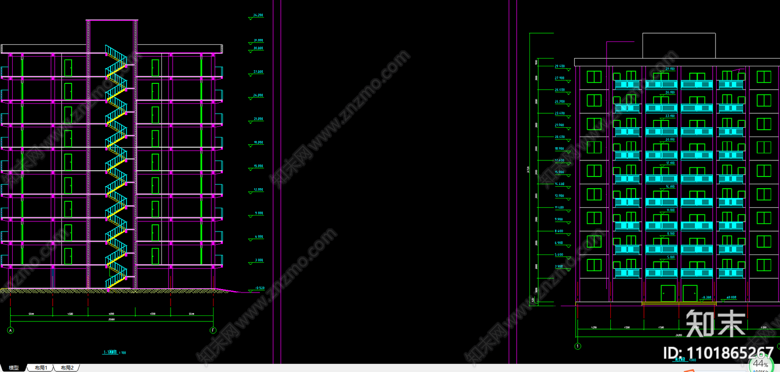 毕业设计框剪方型住宅楼cad施工图下载【ID:1101865267】