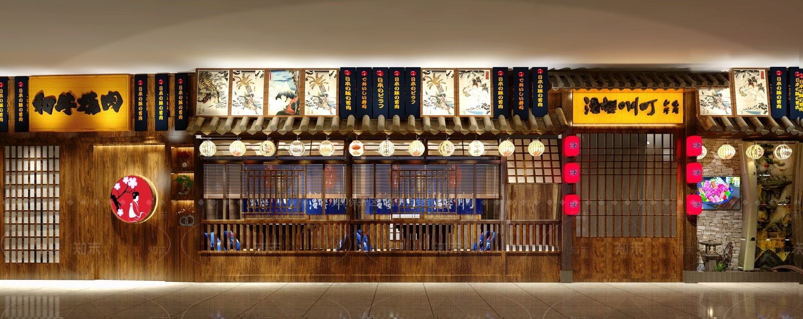 日式日韩餐厅门头门面3D模型下载【ID:1101869949】
