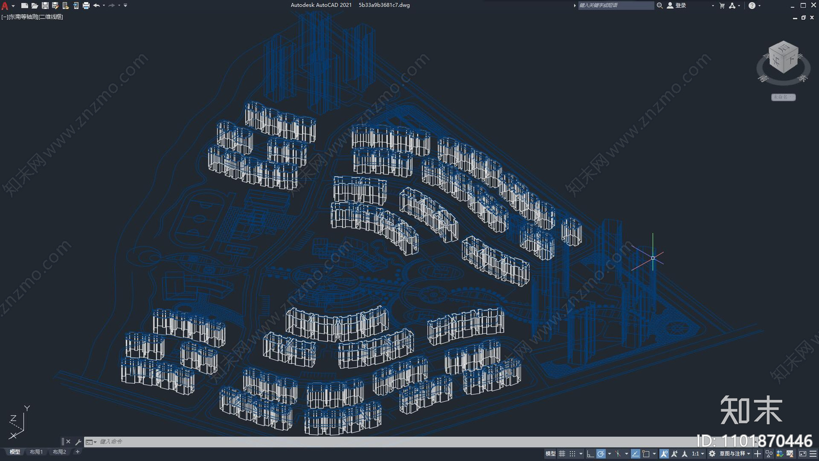 现代风小区楼盘建筑3D规划方案cad施工图下载【ID:1101870446】