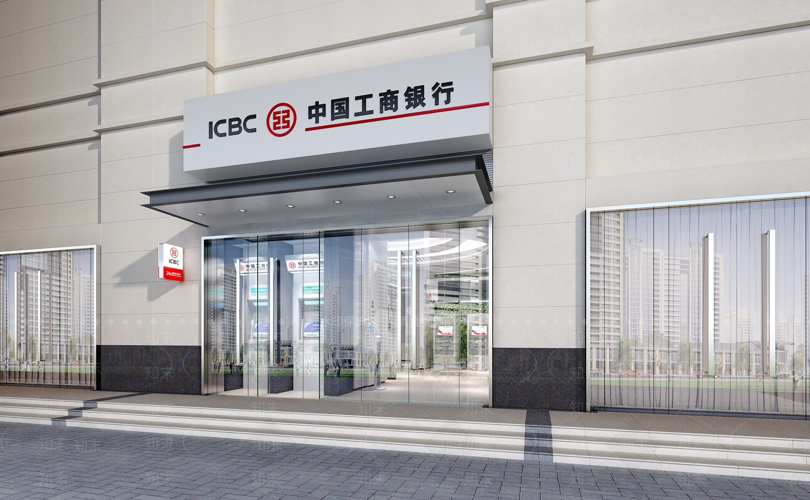 现代银行门头门面3D模型下载【ID:1101873372】