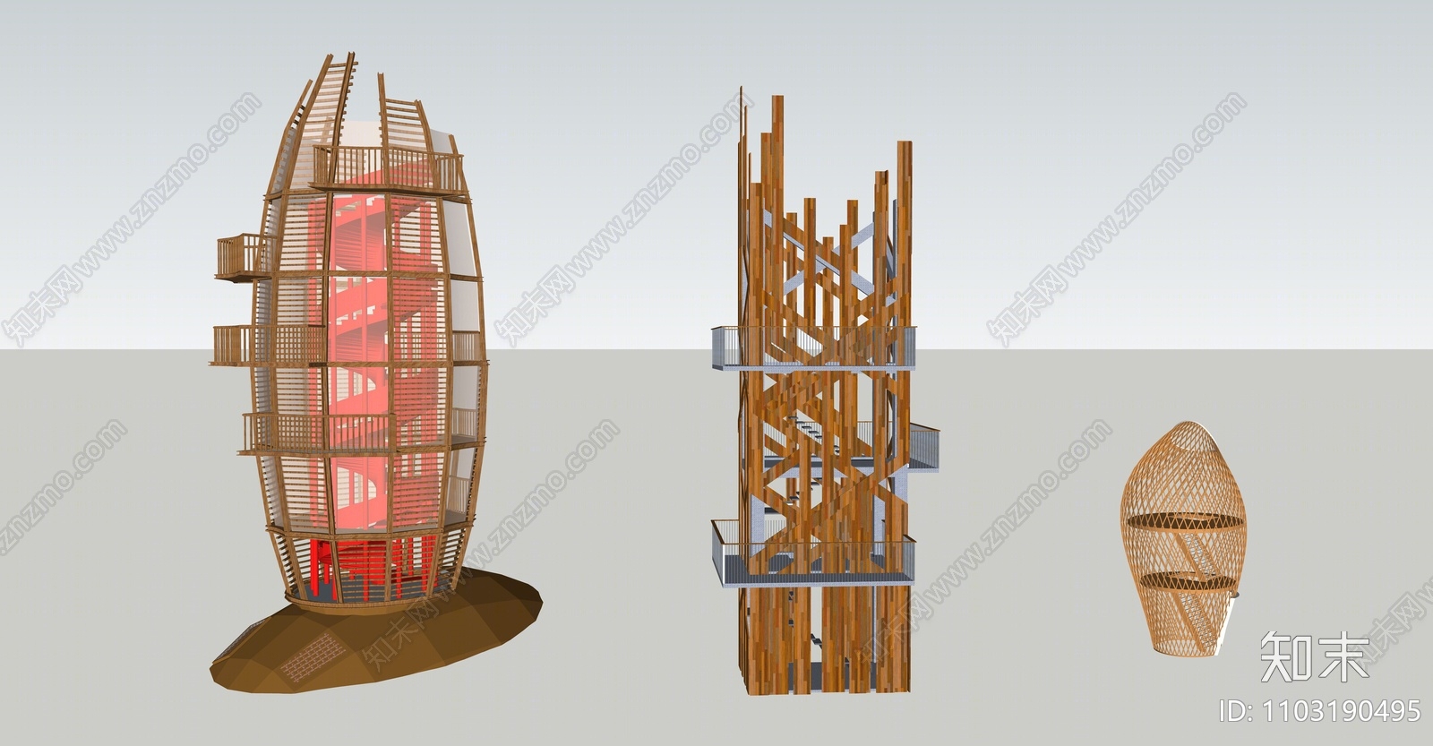 中式瞭望塔SU模型下载【ID:1103190495】
