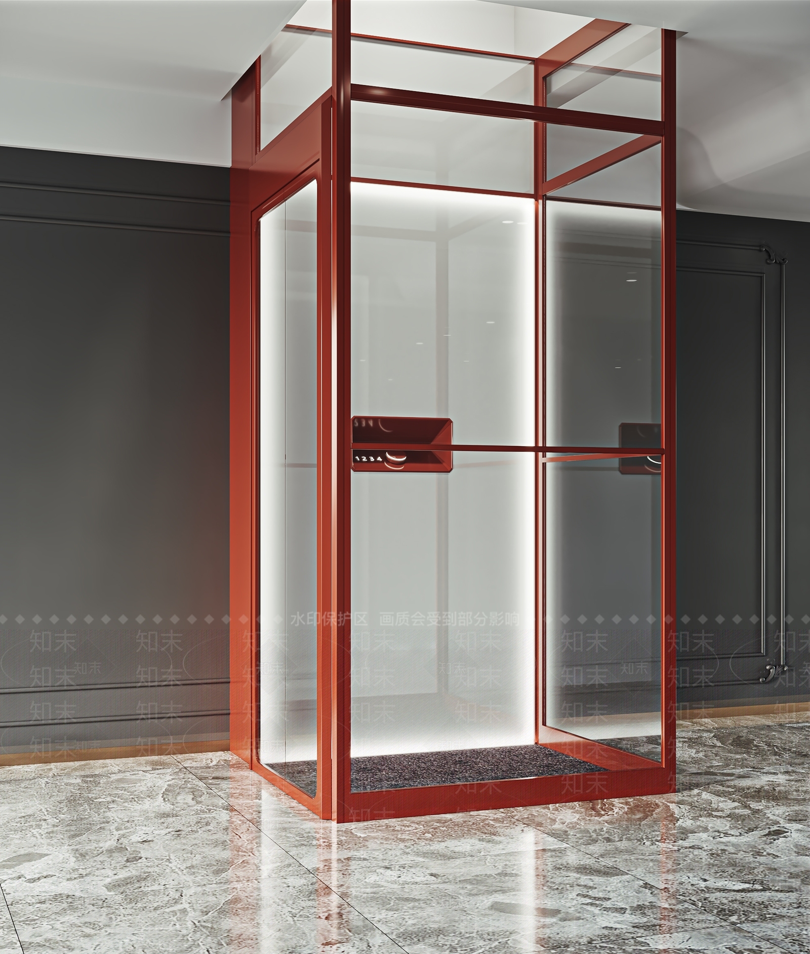 现代电梯观光电梯3D模型下载【ID:1101884801】