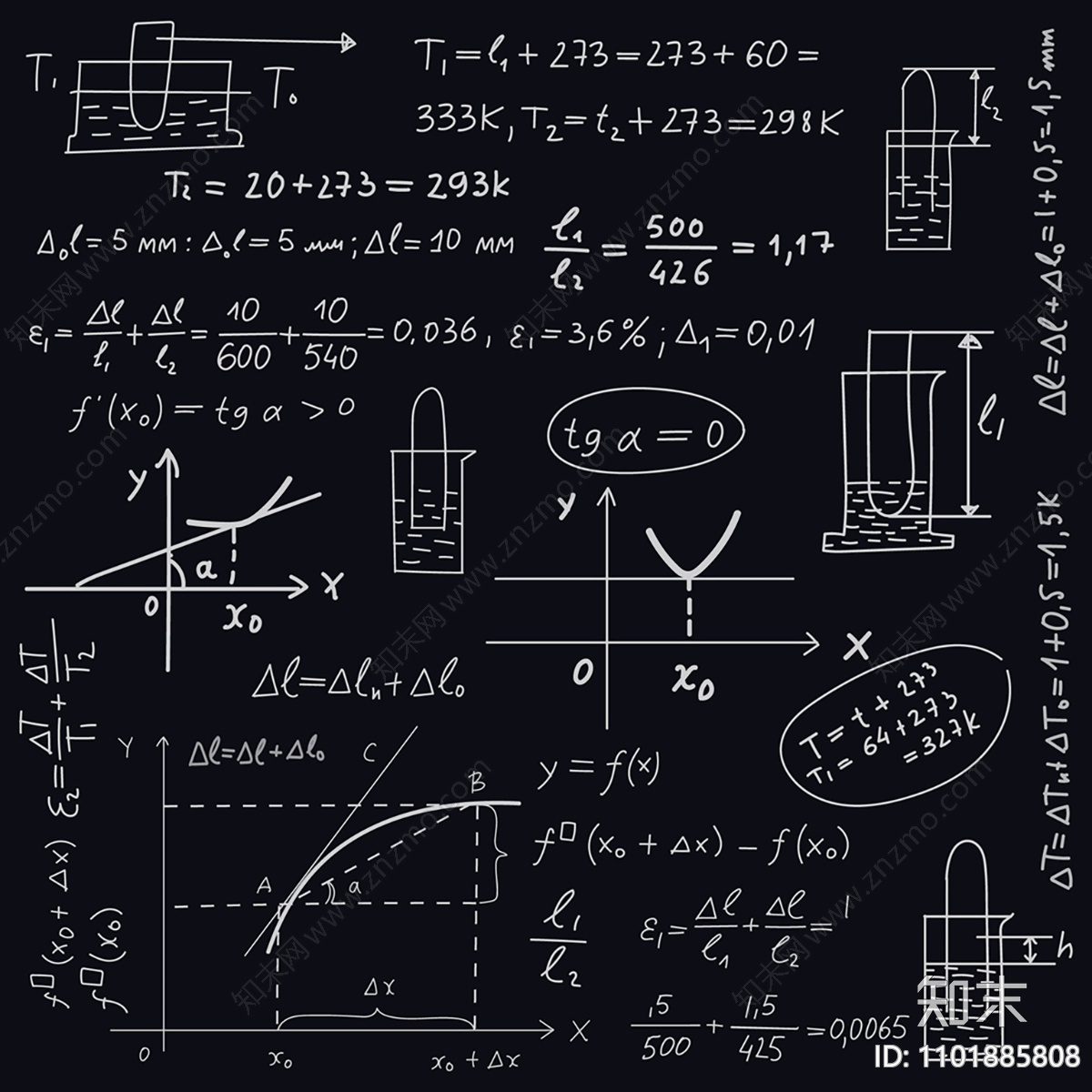 黑板上公式涂鸦贴图下载【ID:1101885808】