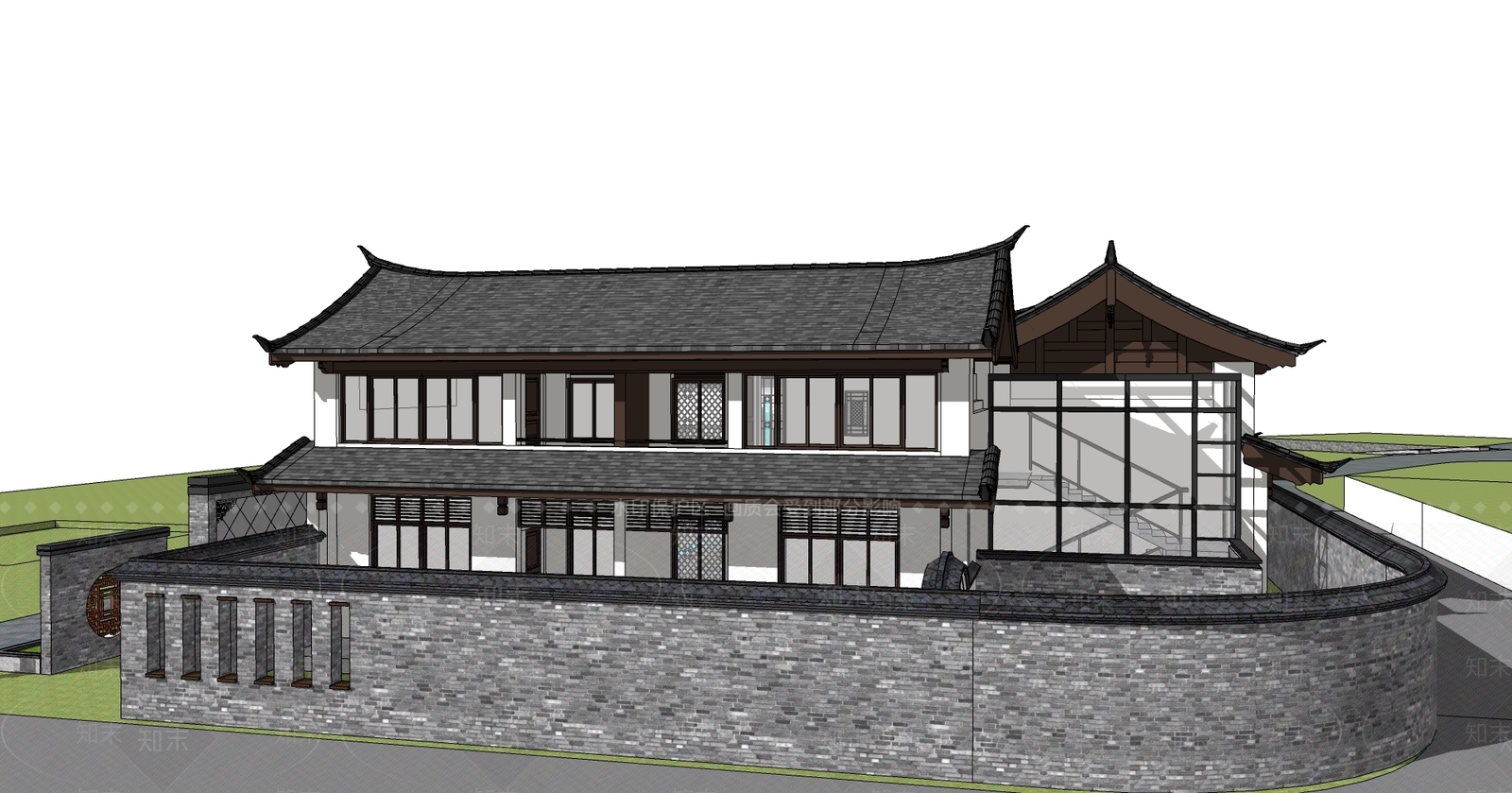 中式四合院SU模型下载【ID:1101887935】
