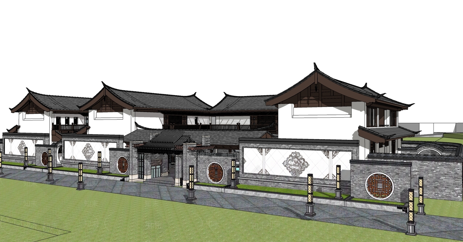 中式四合院SU模型下载【ID:1101887935】