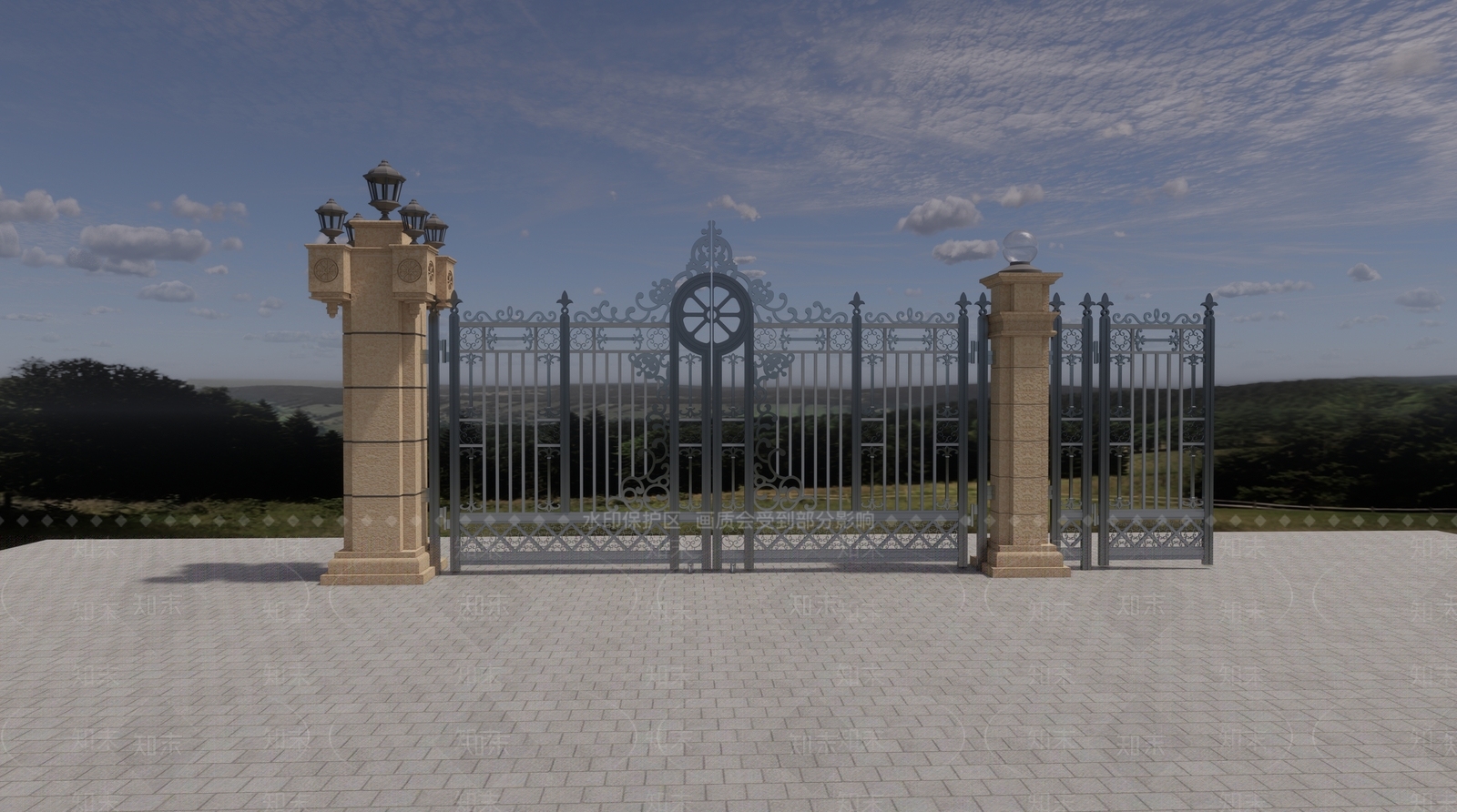 欧式别墅大门SU模型下载【ID:1101887949】