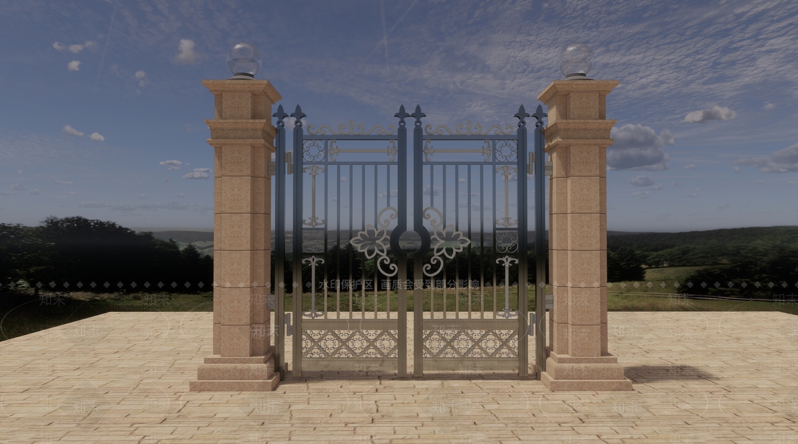 欧式其别墅大门SU模型下载【ID:1101888088】