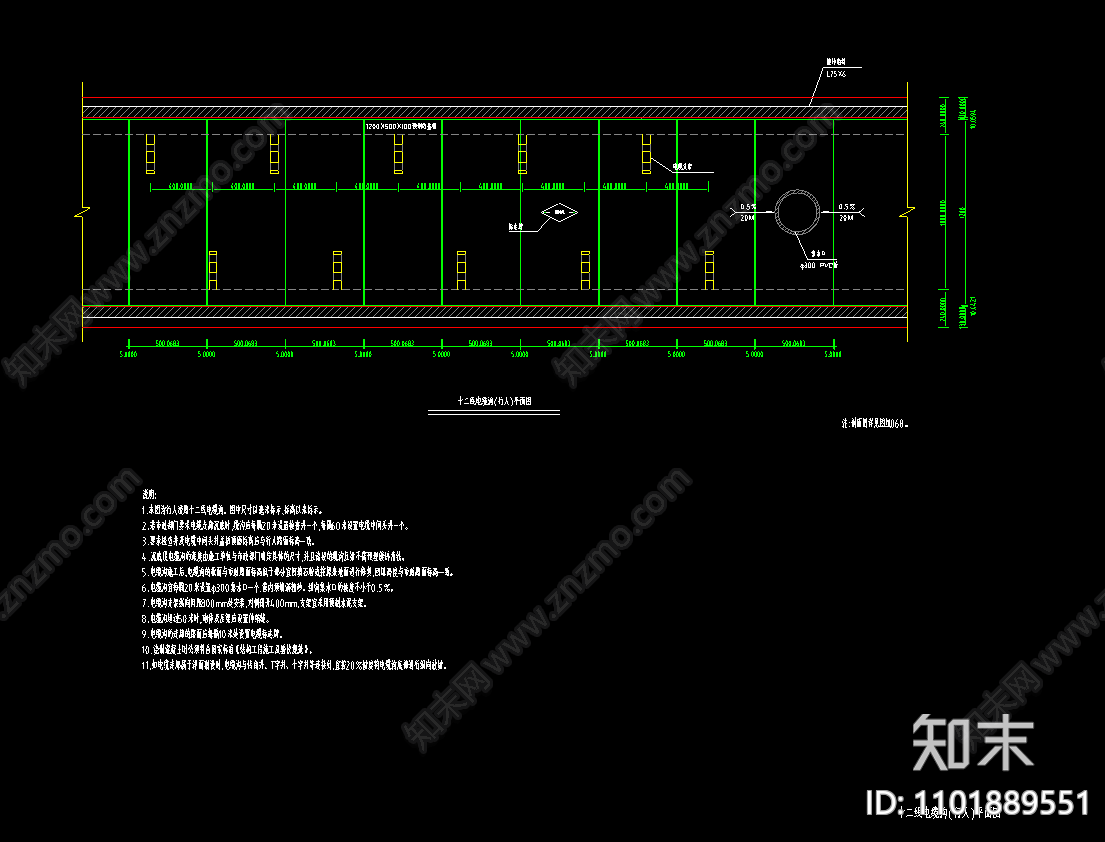 行人道路十二电缆沟断面剖面施工图下载【ID:1101889551】