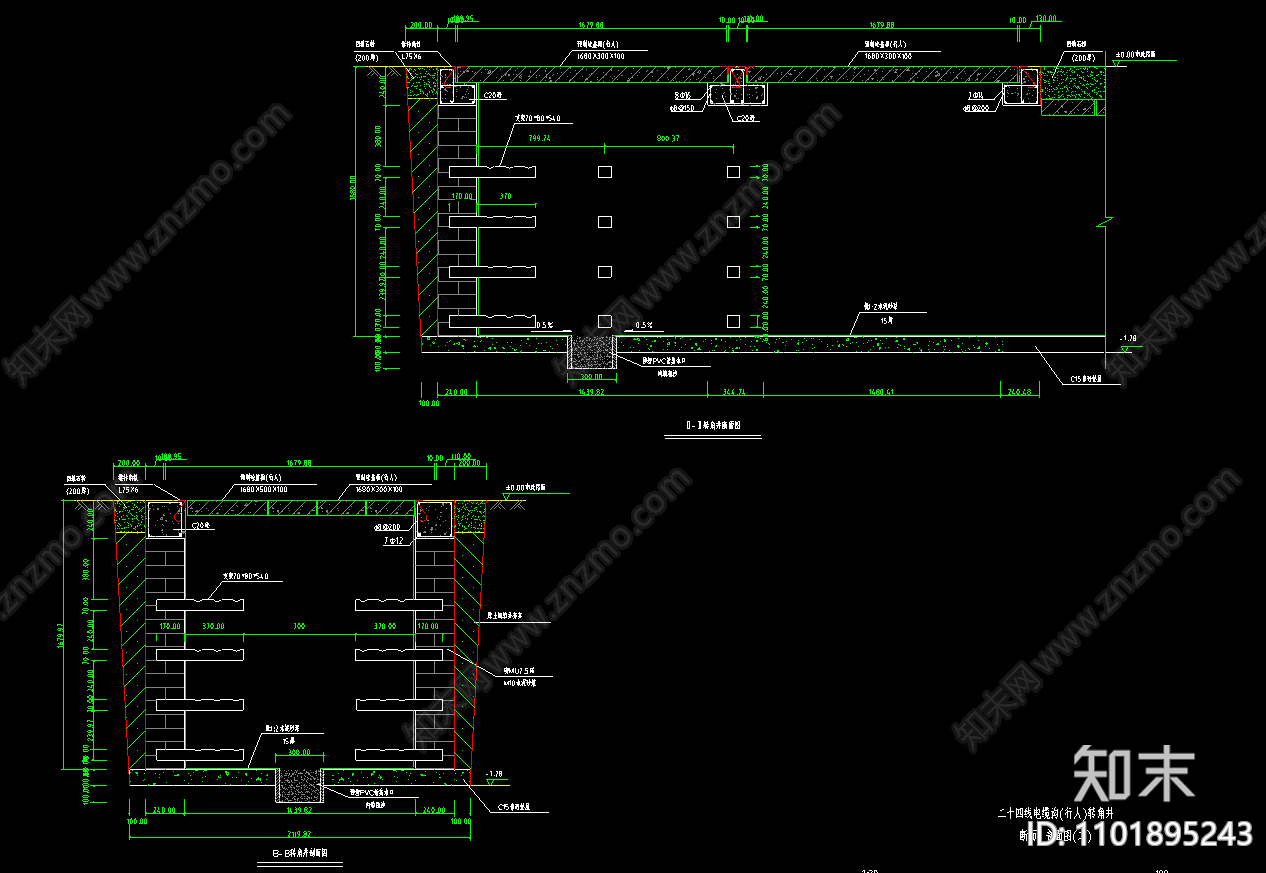 行人道路二十四线电缆沟构造断面剖面施工图下载【ID:1101895243】