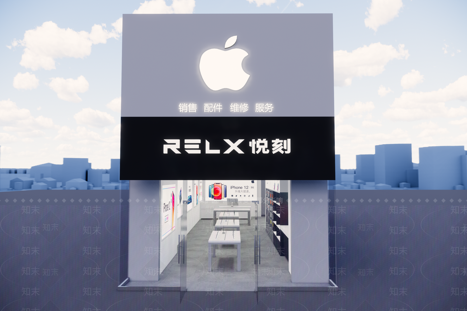 现代苹果手机店SU模型下载【ID:1101916007】