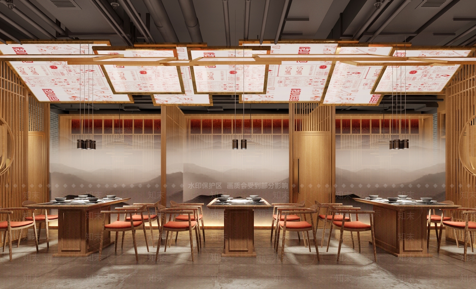 新中式火锅店3D模型下载【ID:1101896876】