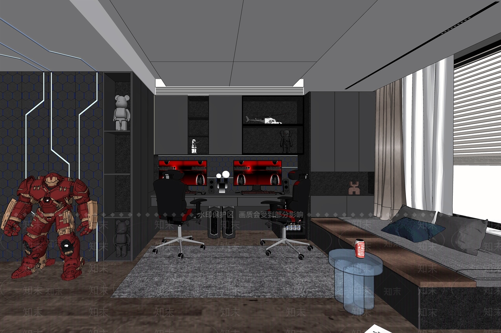现代电竞房SU模型下载【ID:1101897840】