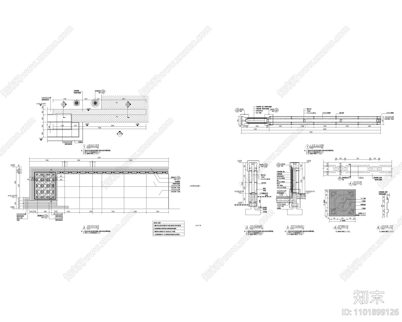 月洞门景观廊架cad施工图下载【ID:1101899126】