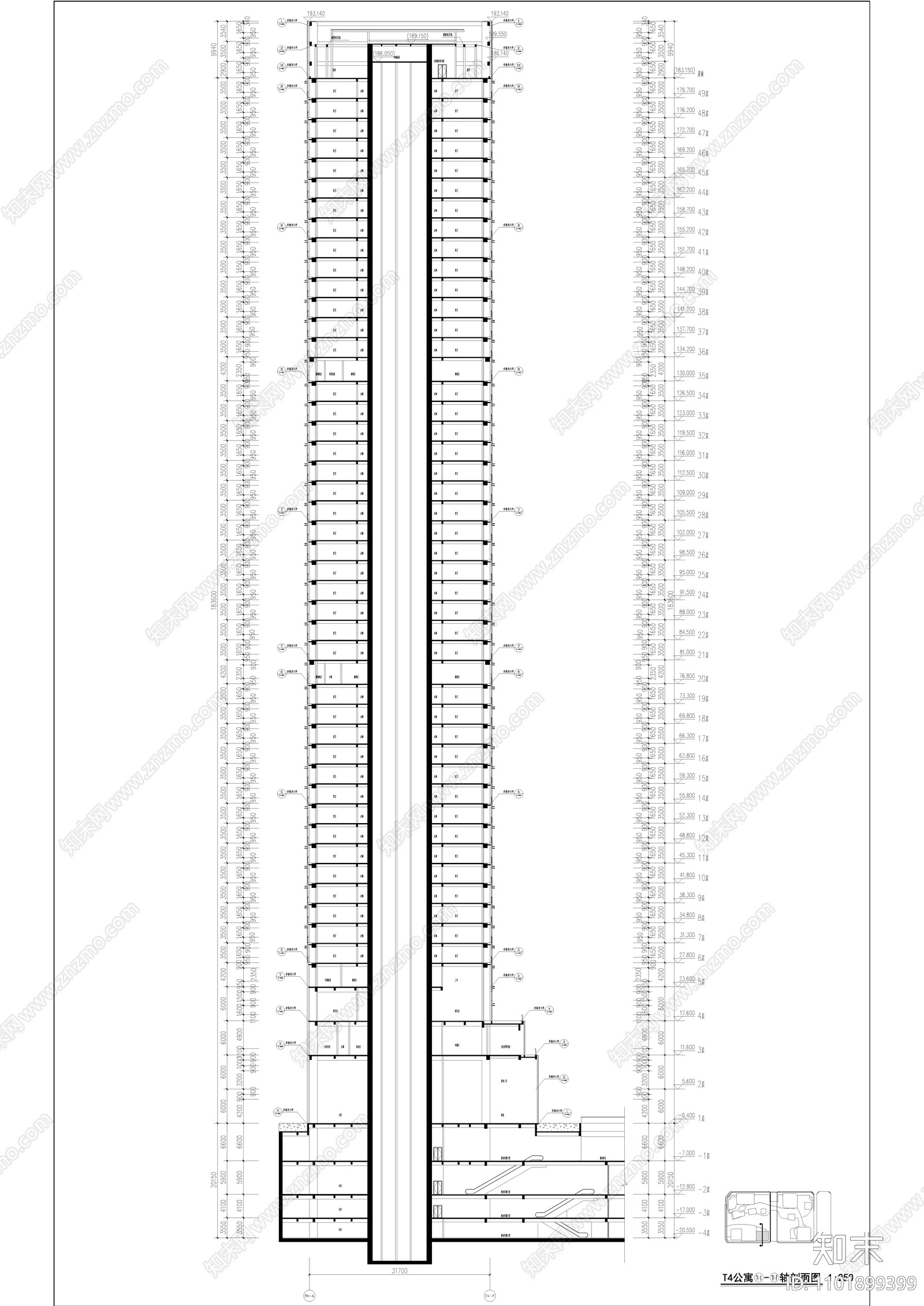 现代简约综合体华润前海大厦办公综合体cad施工图下载【ID:1101899399】