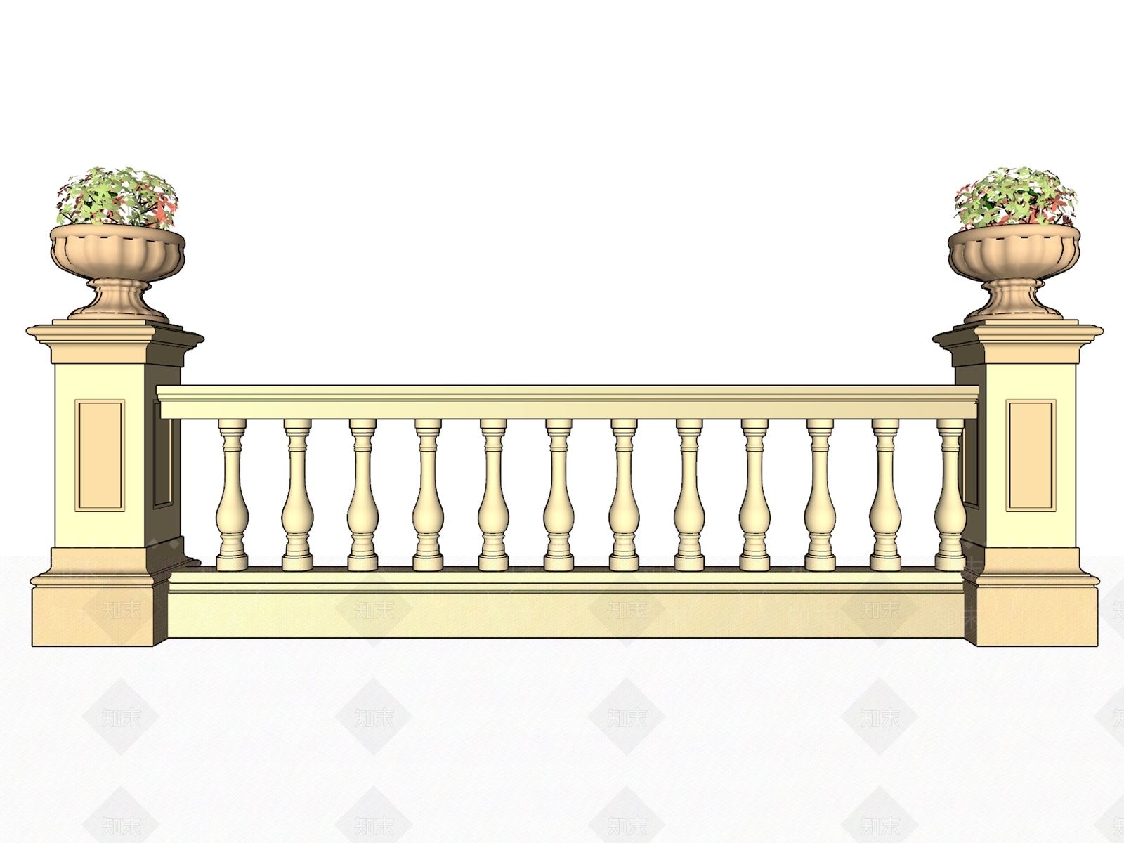 欧式大理石栏杆SU模型下载【ID:1101901528】