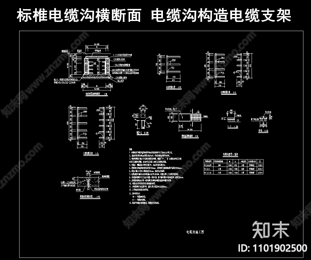 标椎电缆沟横断面施工图下载【ID:1101902500】