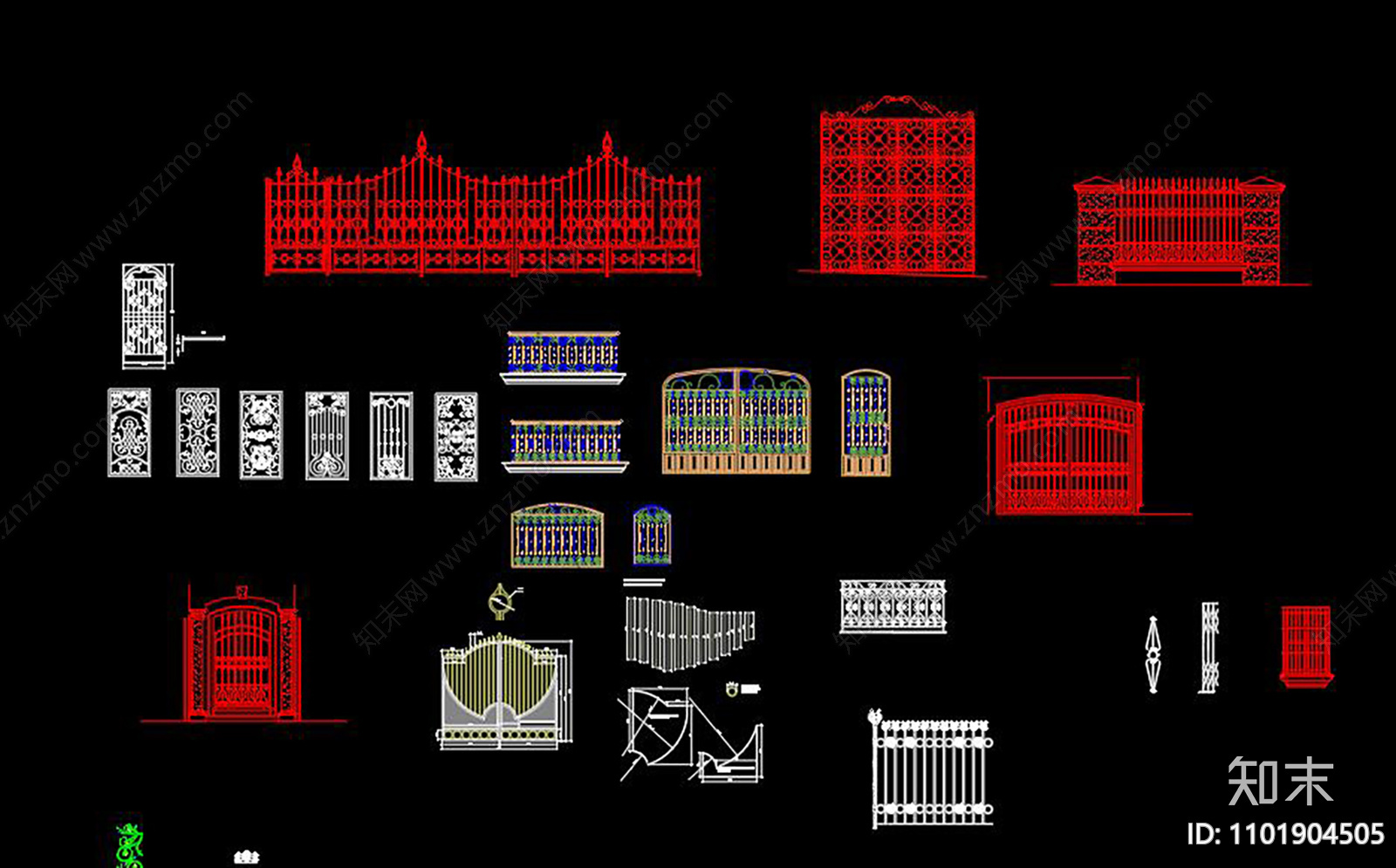铁艺栏杆CAD施工图施工图下载【ID:1101904505】