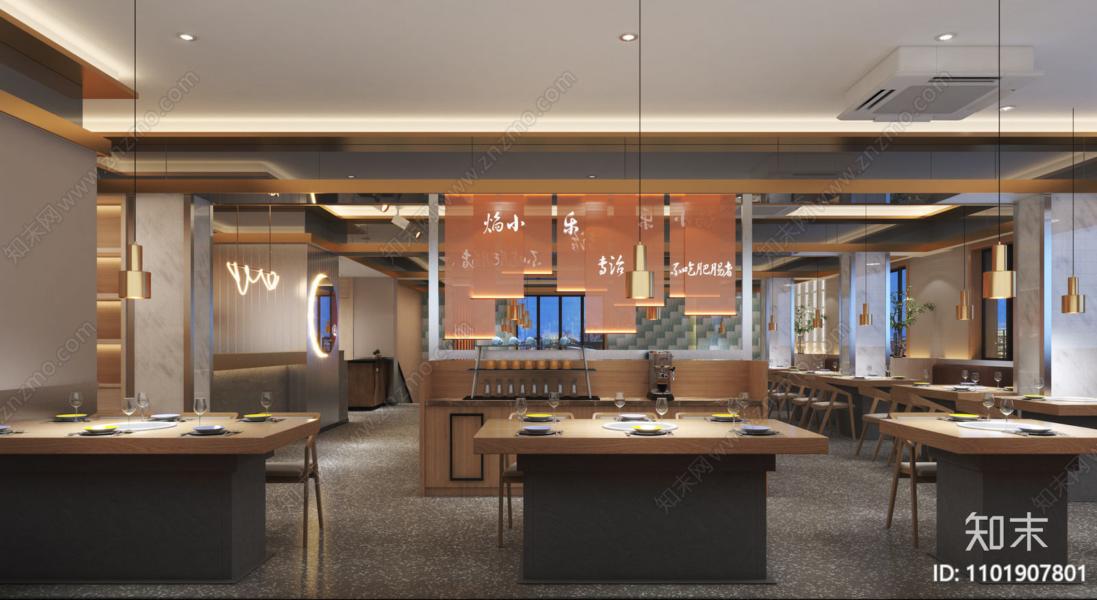 现代餐饮商场餐饮鱼火锅施工图下载【ID:1101907801】