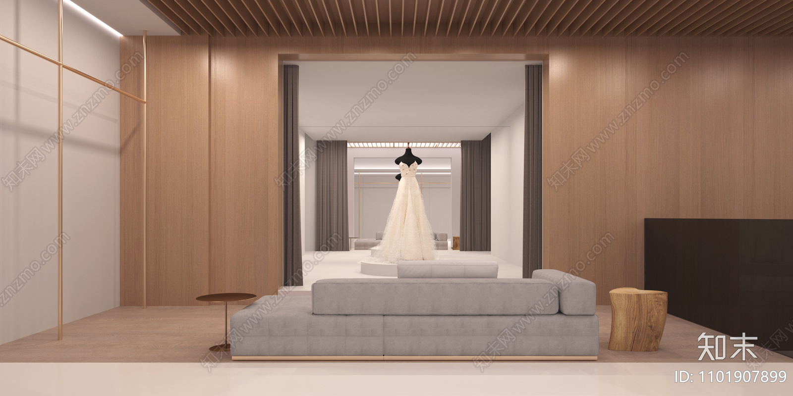 现代婚纱礼服馆婚纱摄影二合一cad施工图下载【ID:1101907899】