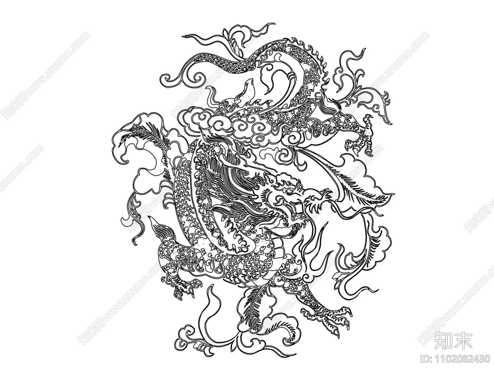 传统图案龙施工图下载【ID:1102082430】