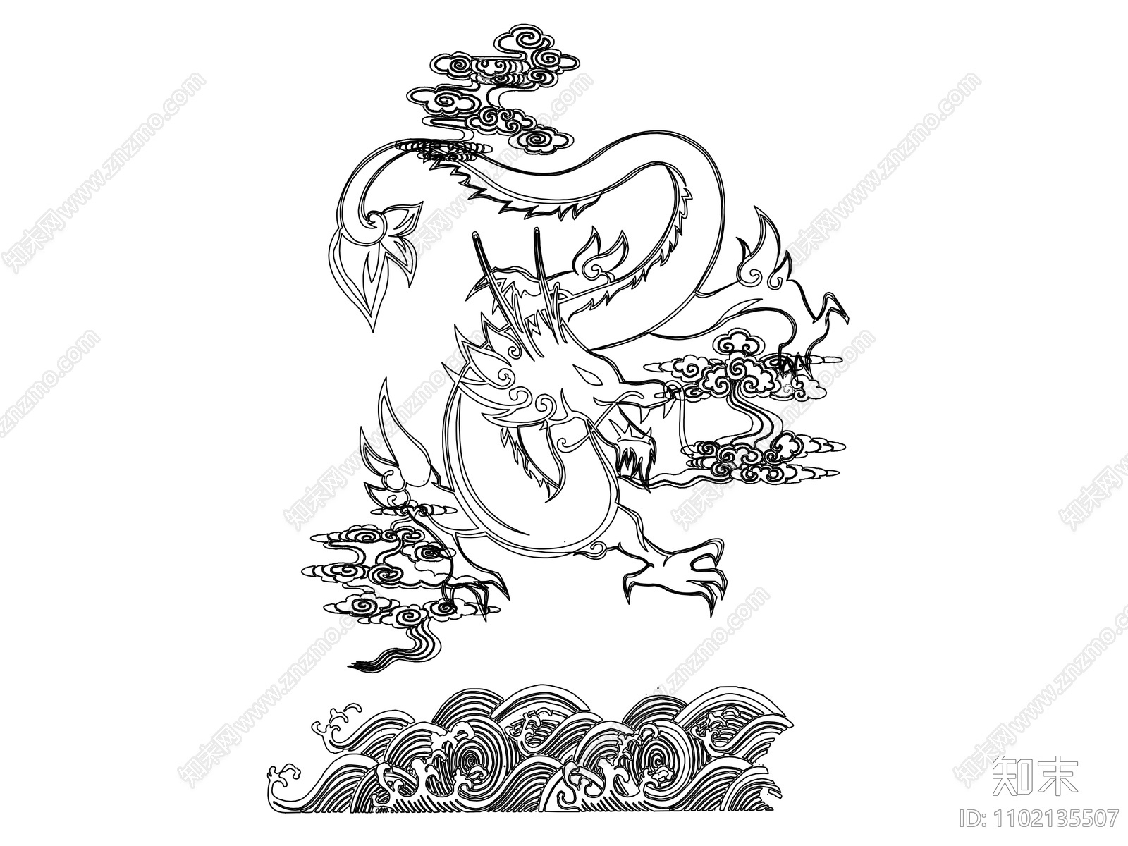 传统图案龙施工图下载【ID:1102135507】