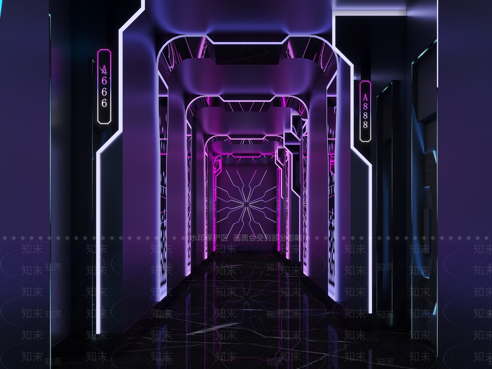 现代KTV走廊3D模型下载【ID:1101921810】