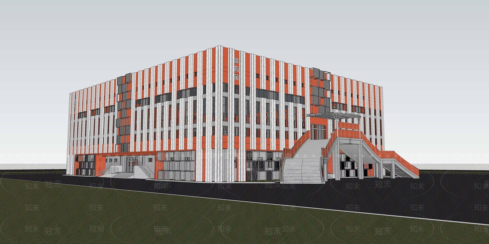 现代体育建筑SU模型下载【ID:1101930332】
