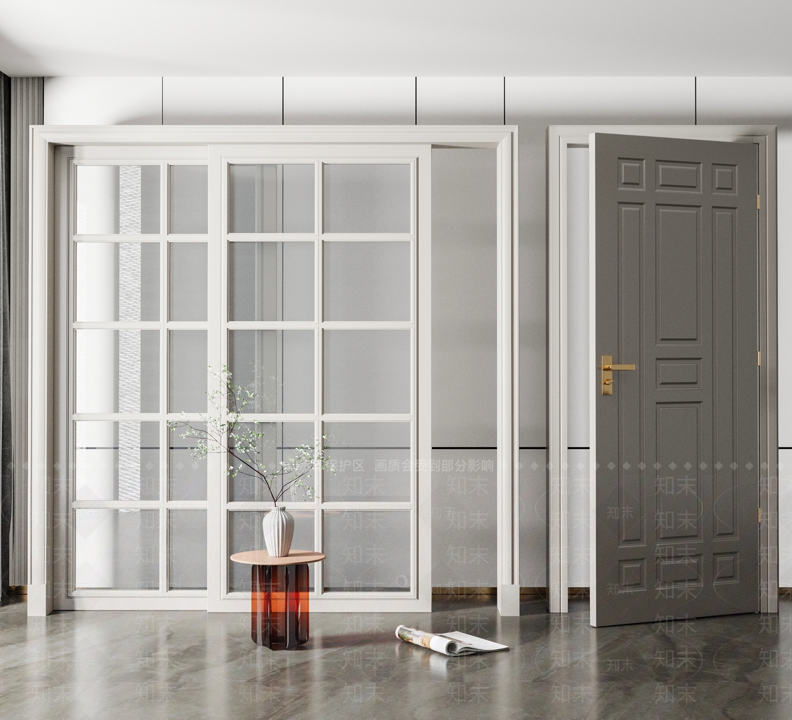 现代阳台推拉门3D模型下载【ID:1101932007】