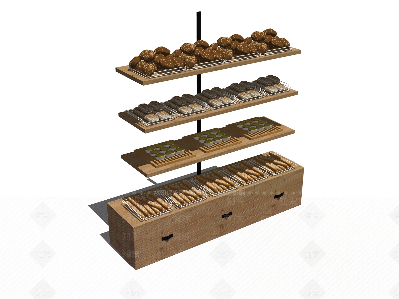现代面包置物架SU模型下载【ID:1101932474】