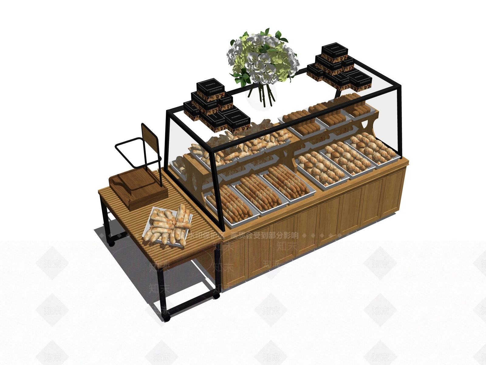 工业风面包展示架SU模型下载【ID:1101936910】