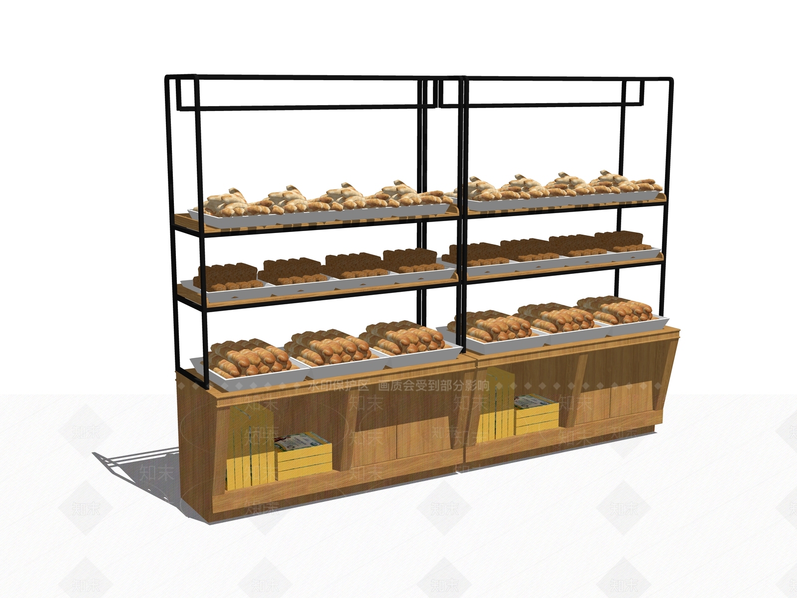 工业面包展示架SU模型下载【ID:1101937046】